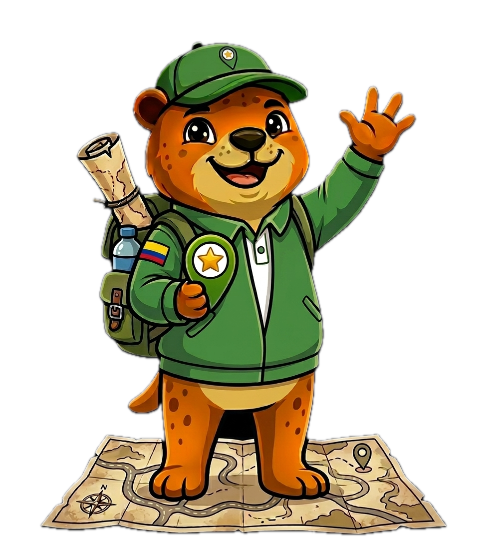 Mascota Cerca dando la bienvenida